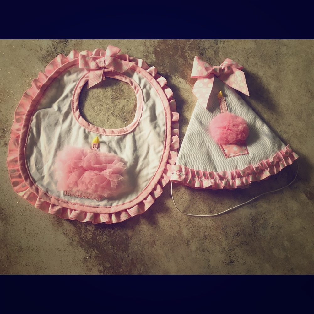 Mud Pie bib and party hat